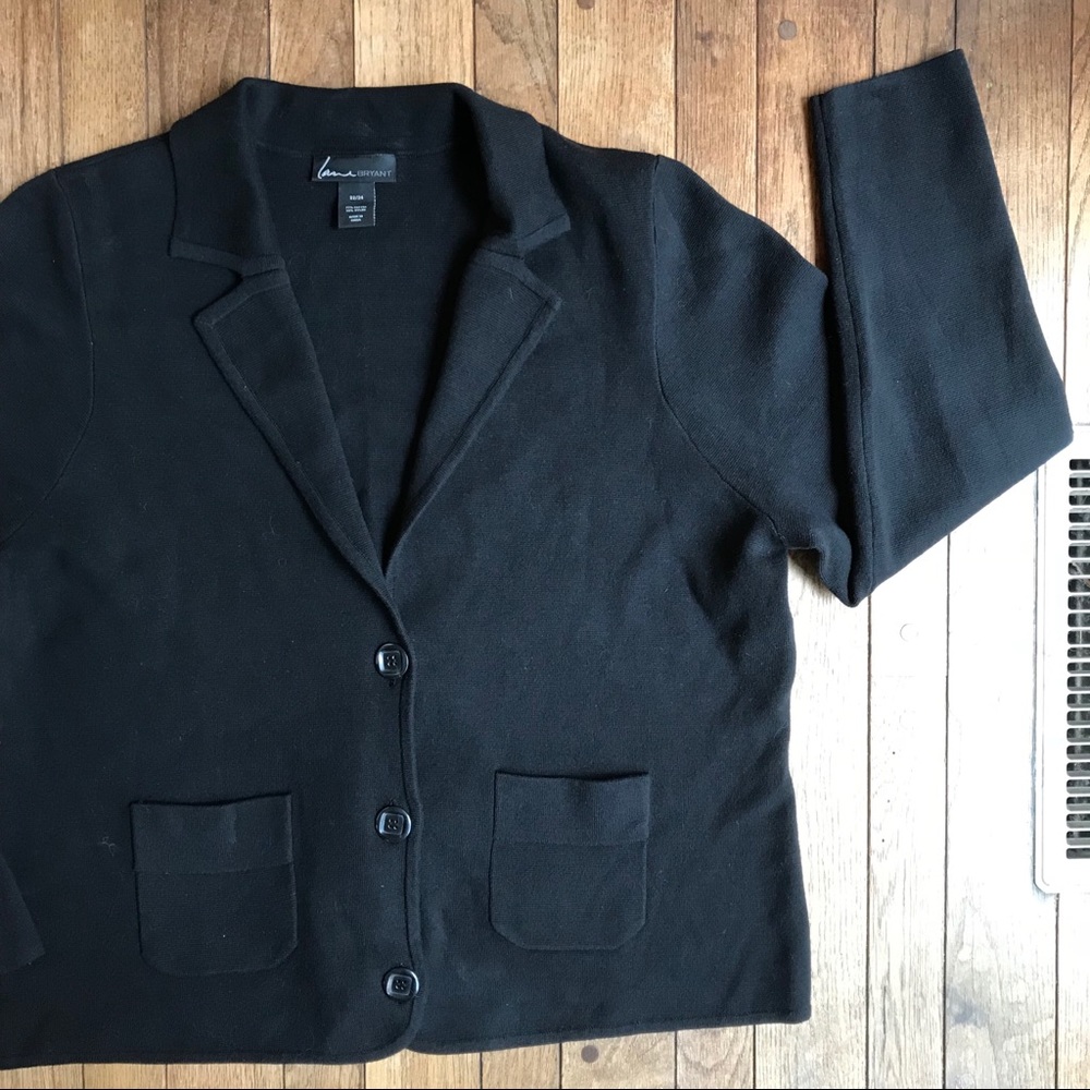 Lane Bryant Black Knit Cardigan 3 Button Blazer M2 - Picture 1 of 7